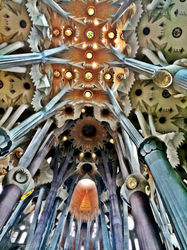 Interior of the Sagrada Familia, Barcelona, Spain. Photo by J.F. Penn