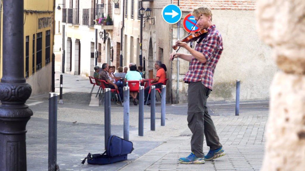 Alastair Humphreys busking in Spain