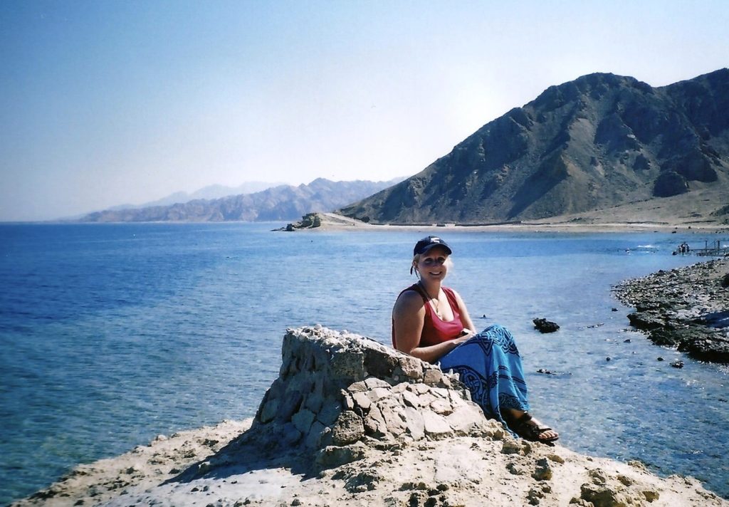 Jo Frances Penn about to dive the Blue Hole, Dahab, Red Sea, Egypt