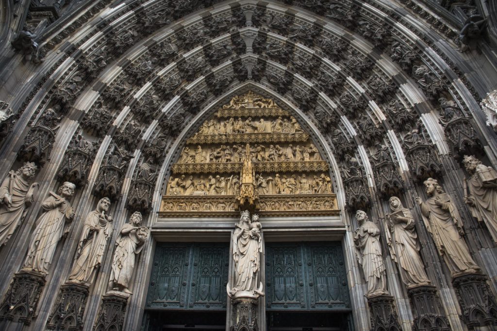 Cathedral main portal with Virgin & Child. Photo copyright Derry Brabbs. Used with permission.