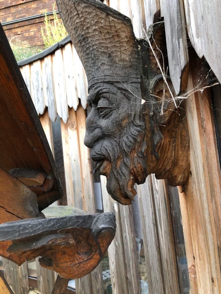 Carving of the Bishop, Cross Bones graveyard, London. Photo by JFPenn