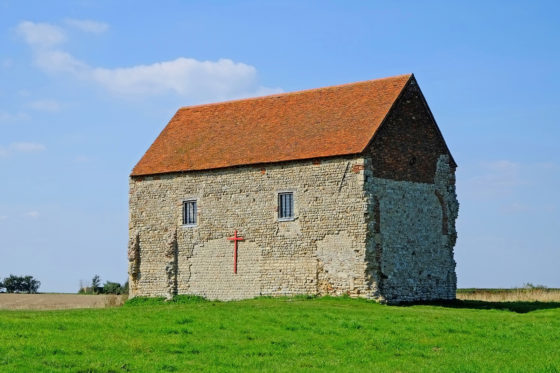 Saxon Chapel of St Peter-on- the- Wall at Bradwell on Sea Essex, England. Photo licensed from BigStockPhoto