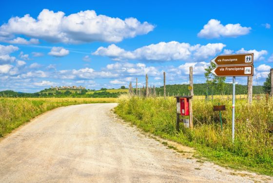 Sign on the Via Francigena, Italy. Photo licensed from BigStockPhoto