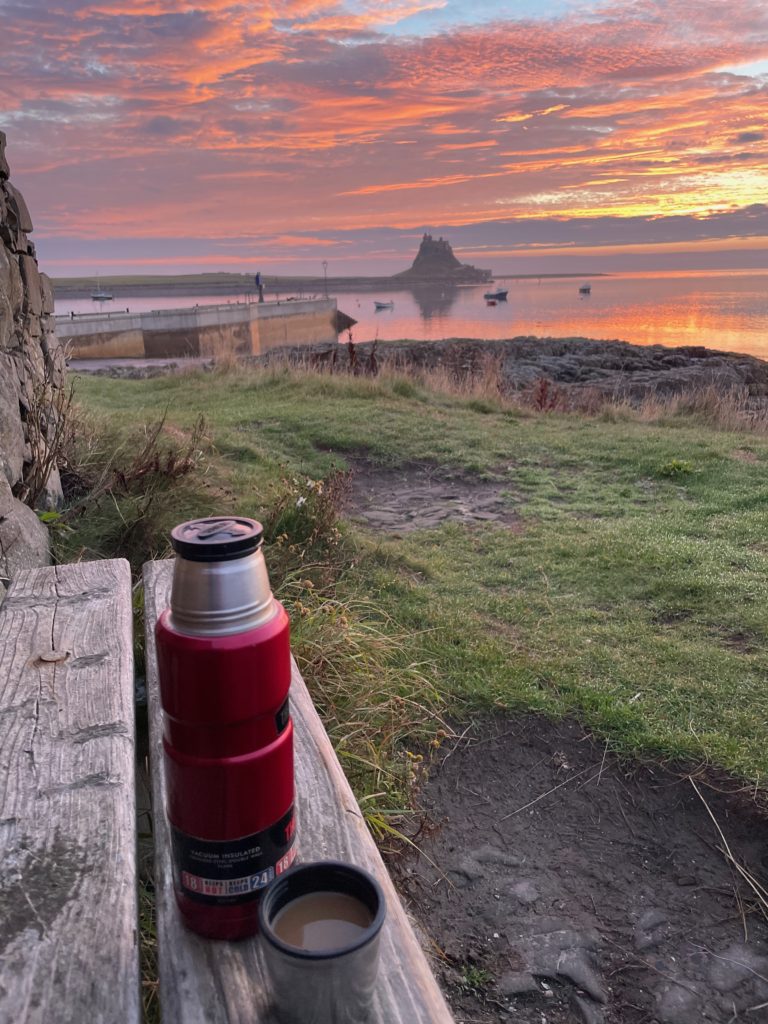 Coffee at dawn on Lindisfarne Island Photo by JFPenn