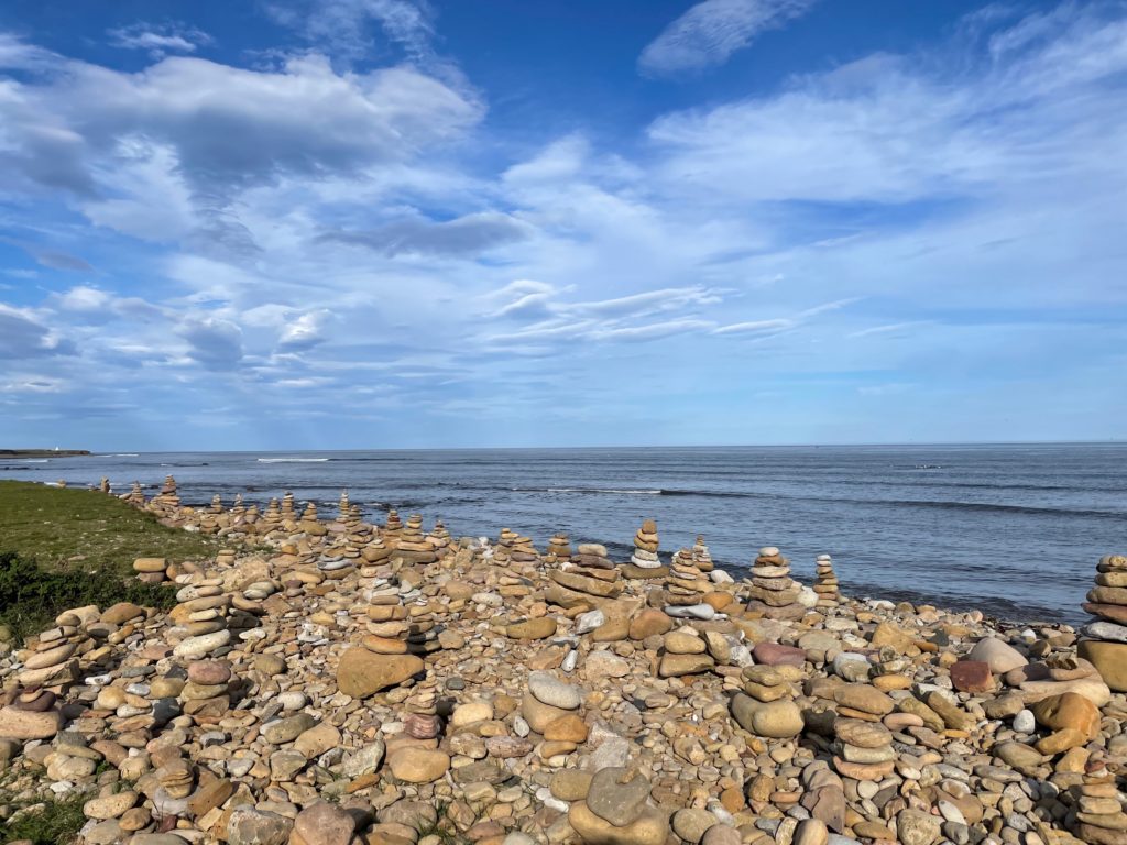 Stone cairns on the eastern coast of Lindisfarne Island Photo by JFPenn