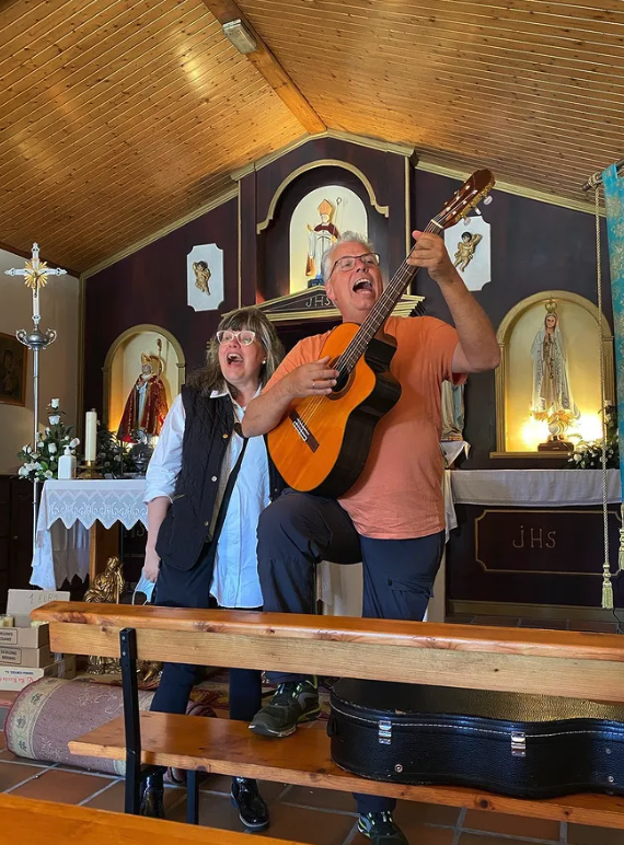 Singing for the pilgrims on the Camino. Photo by Imogen Clark