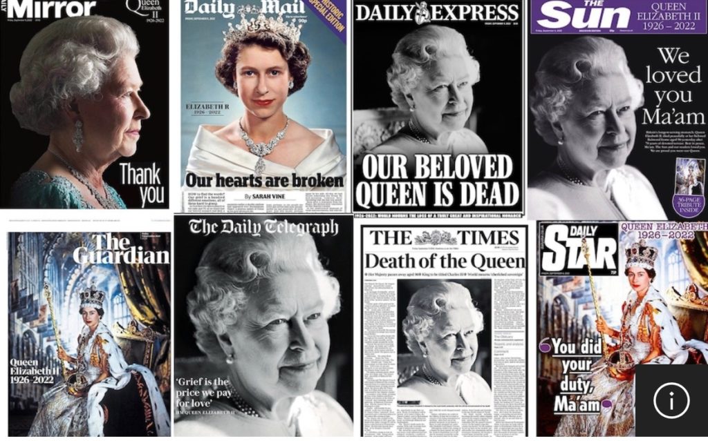 Media about the death of the Queen. Memento mori.