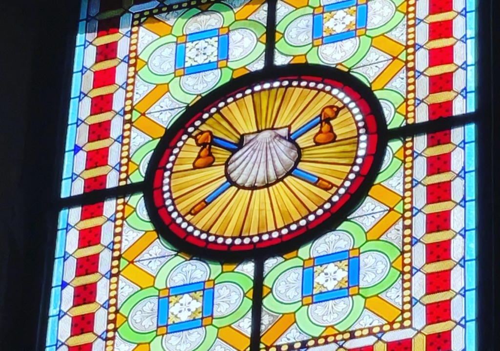 Scallop shell stained glass window Pontevedra Photo by JFPenn