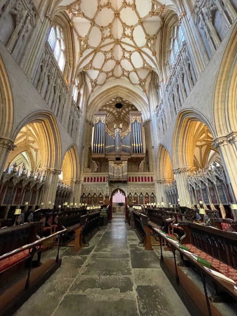 Looking toward nave from choir Wells Cathedral Photo by JFPenn