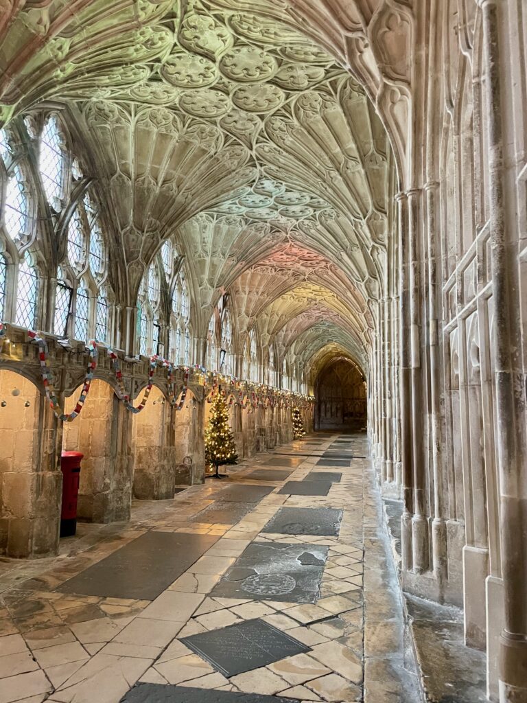 Cloisters in December Gloucester Cathedral Photo by JFPenn
