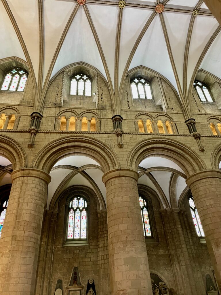 Gloucester Cathedral columns from nave Photo by JFPenn