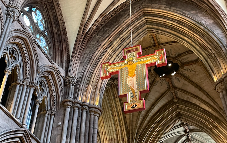 Hanging crucifix in Lichfield Cathedral Nave Photo by JFPenn