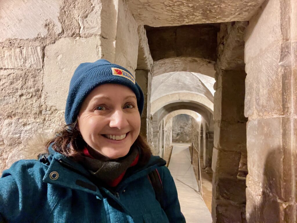 JFPenn in the crypt of Gloucester Cathedral