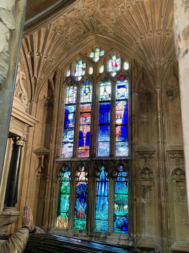 Lady Chapel modern stained glass Gloucester Cathedral Photo by JFPenn