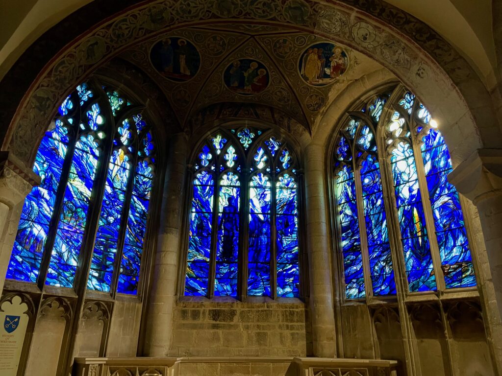 St Thomas Chapel stained glass Gloucester Cathedral Photo by JFPenn