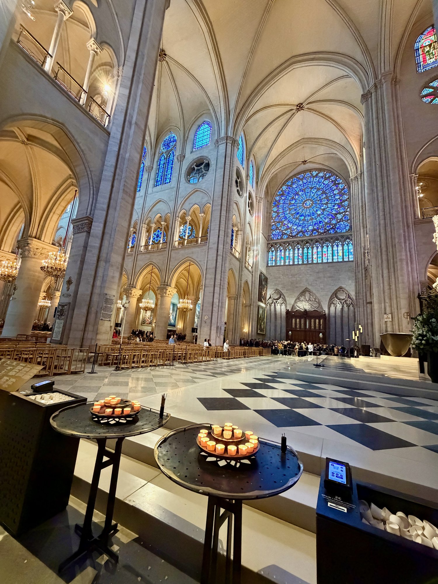 North rose window and bronze altar, Notre-Dame de Paris. Photo by JFPenn