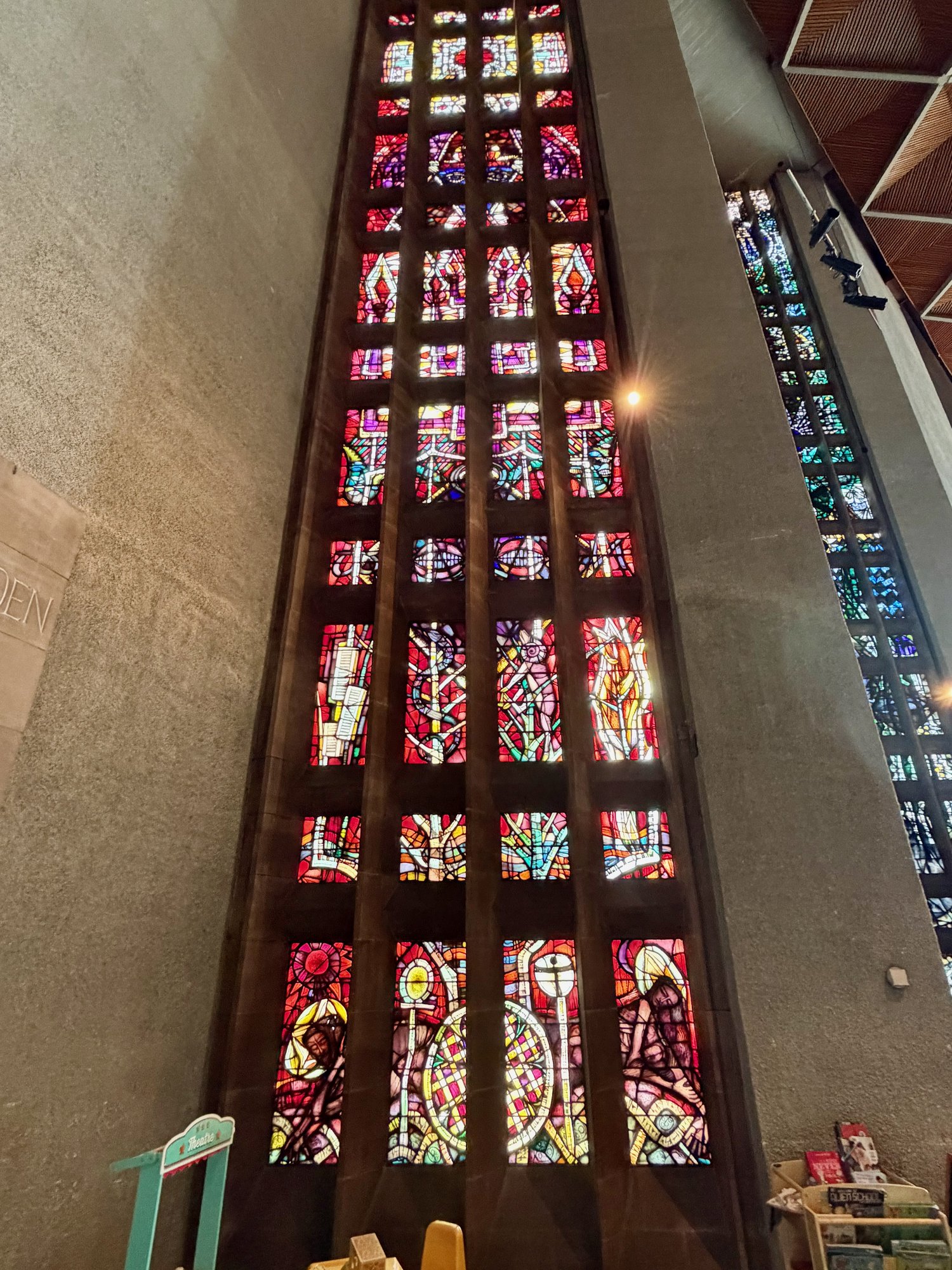 One of the angled nave windows, Coventry Cathedral. Photo by JFPenn