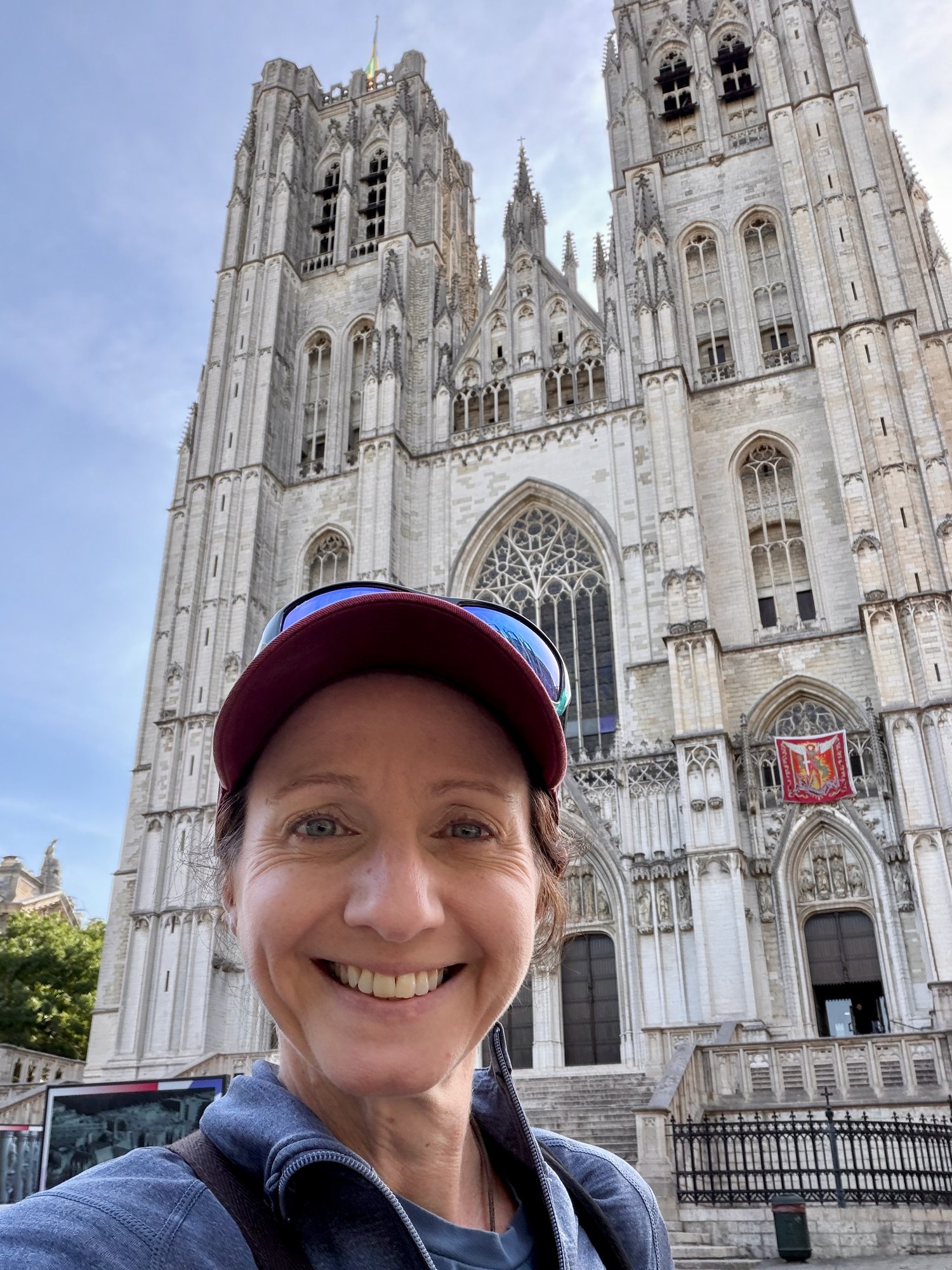 Jo Frances Penn at the Cathedral of St Michael and St Gudula, Brussels. Photo by JFPenn