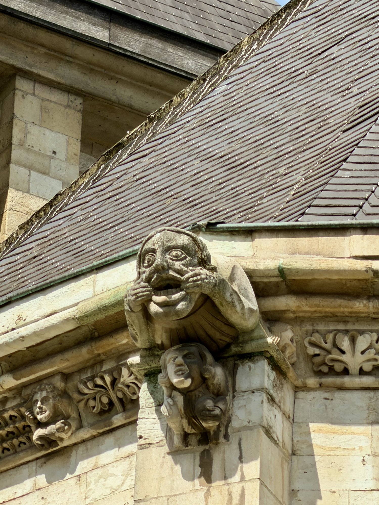 Mouth-pulling grotesque, Church of Notre-Dame de la Chapelle, Brussels. Photo by JFPenn