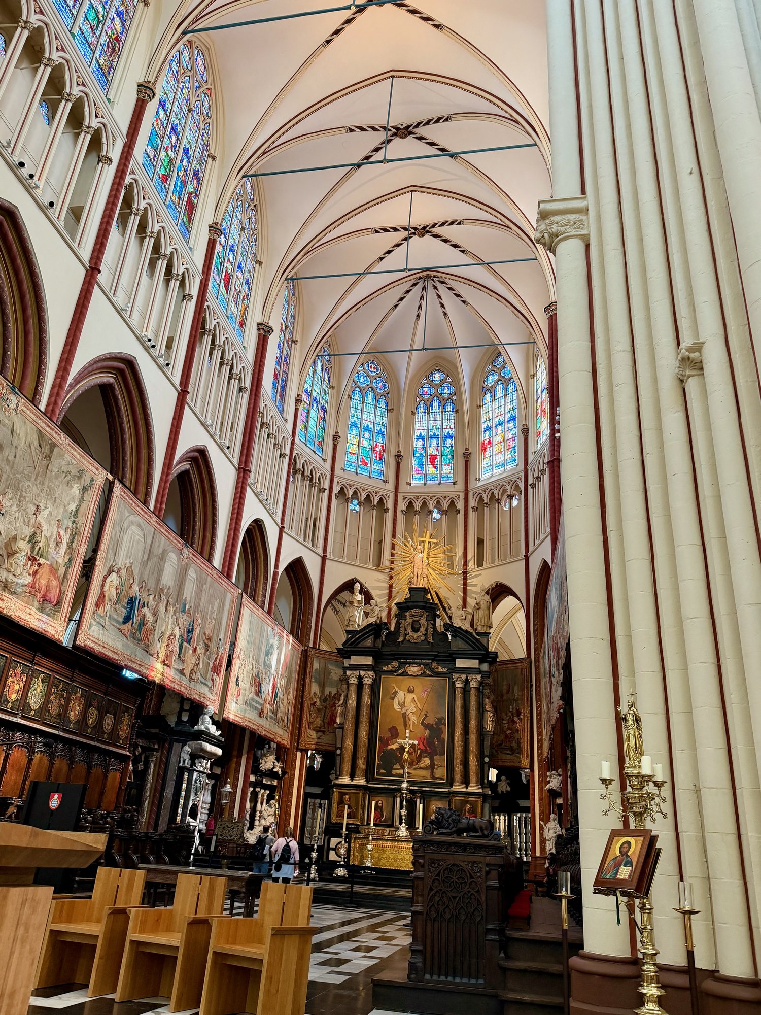 The choir with tapestries, St Saviour's Cathedral, Bruges. Photo by JFPenn