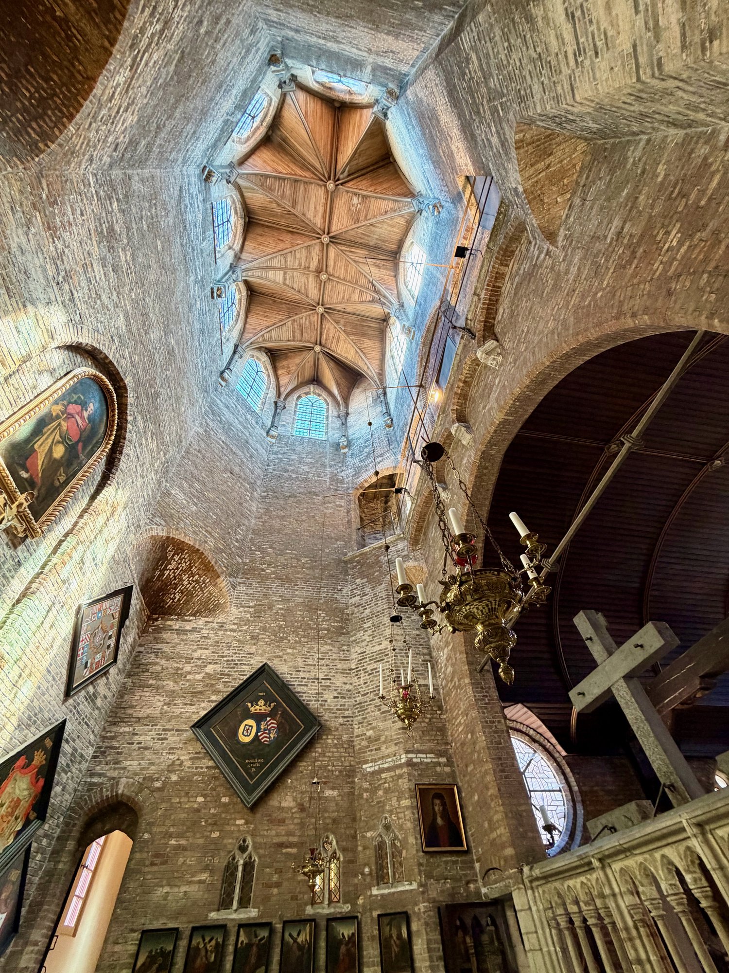 Looking up into the tower lantern, Jeruzalemkerk, Bruges. Photo by JFPenn
