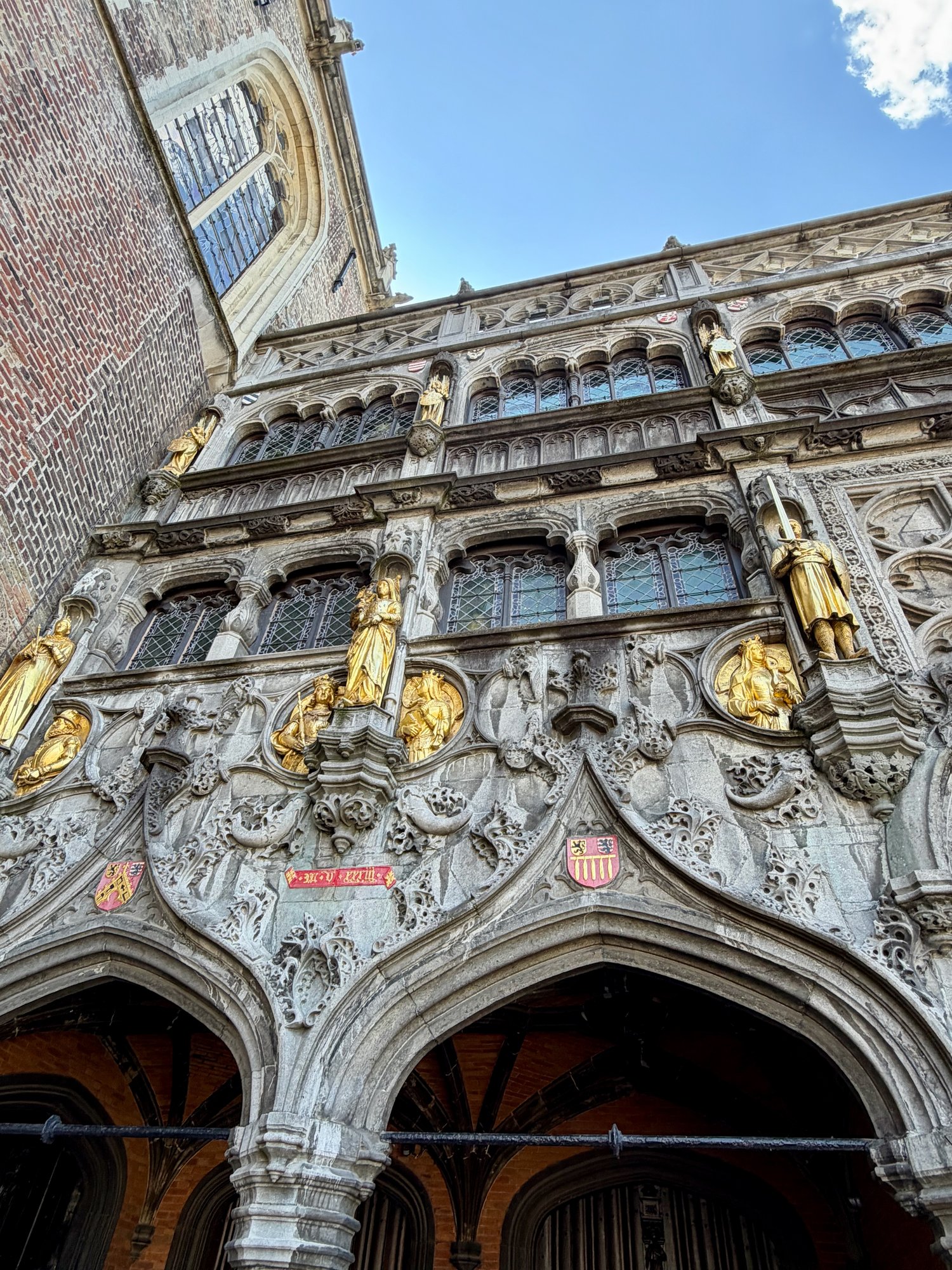 Gilded facade of the Basilica of the Holy Blood, Burg square, Bruges. Photo by JFPenn