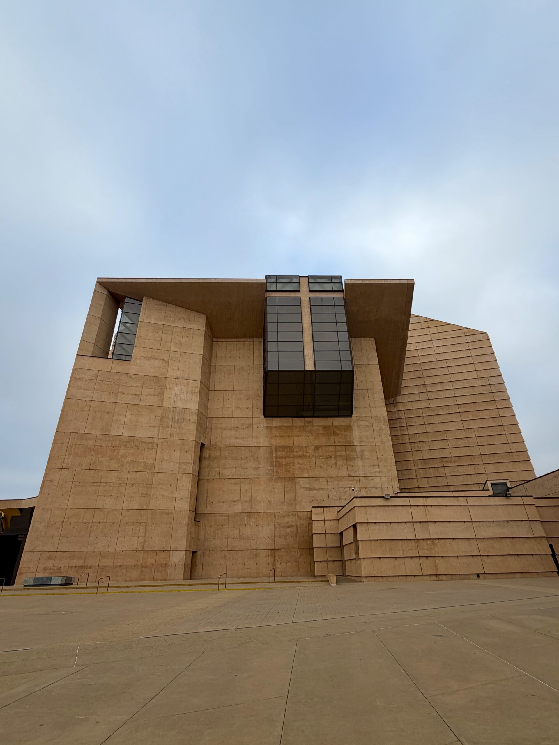 Exterior with the cross lantern, Cathedral of Our Lady of the Angels. Photo by JFPenn