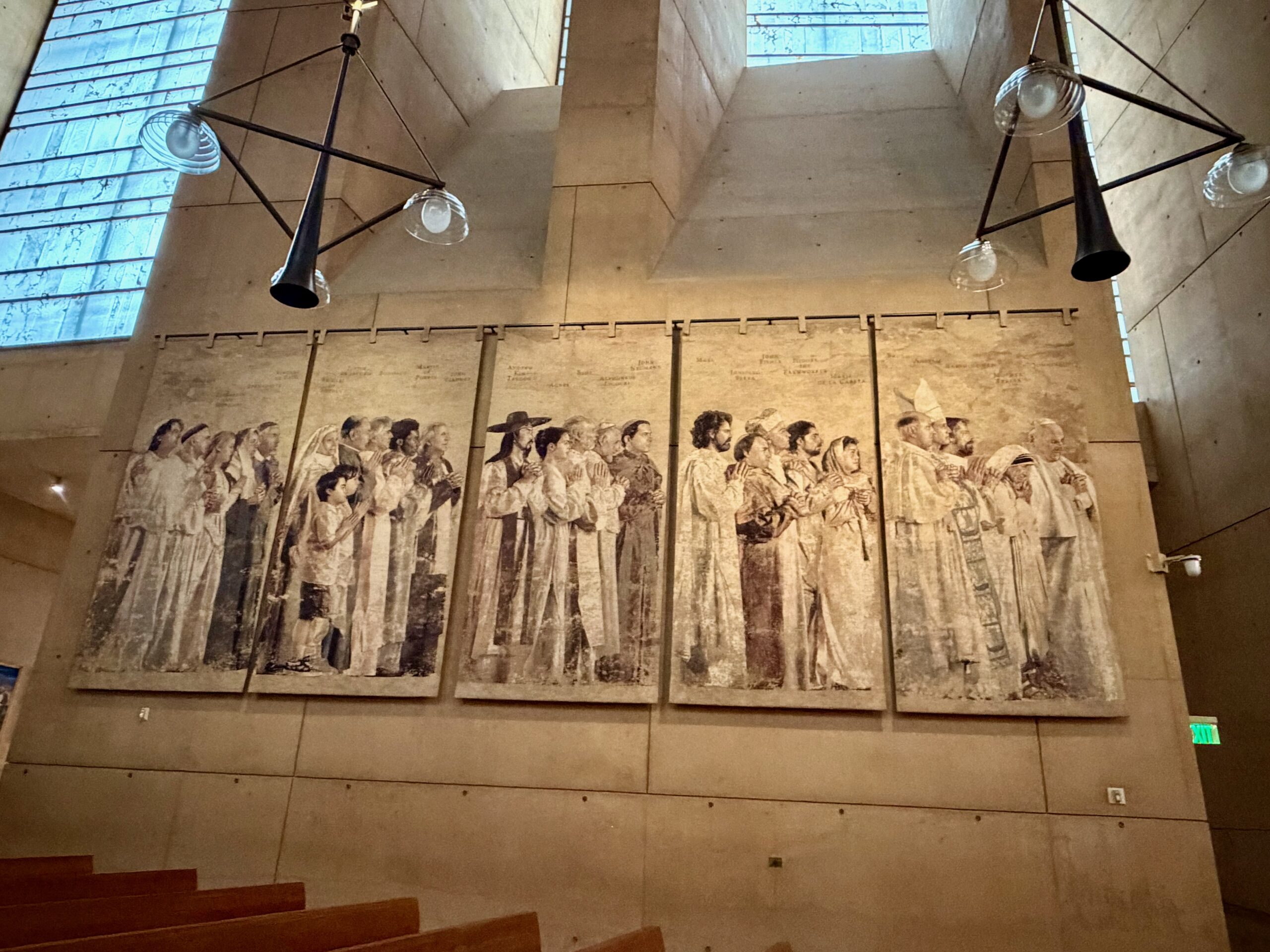 Communion of Saints tapestries by John Nava, Cathedral of Our Lady of the Angels. Photo by JFPenn