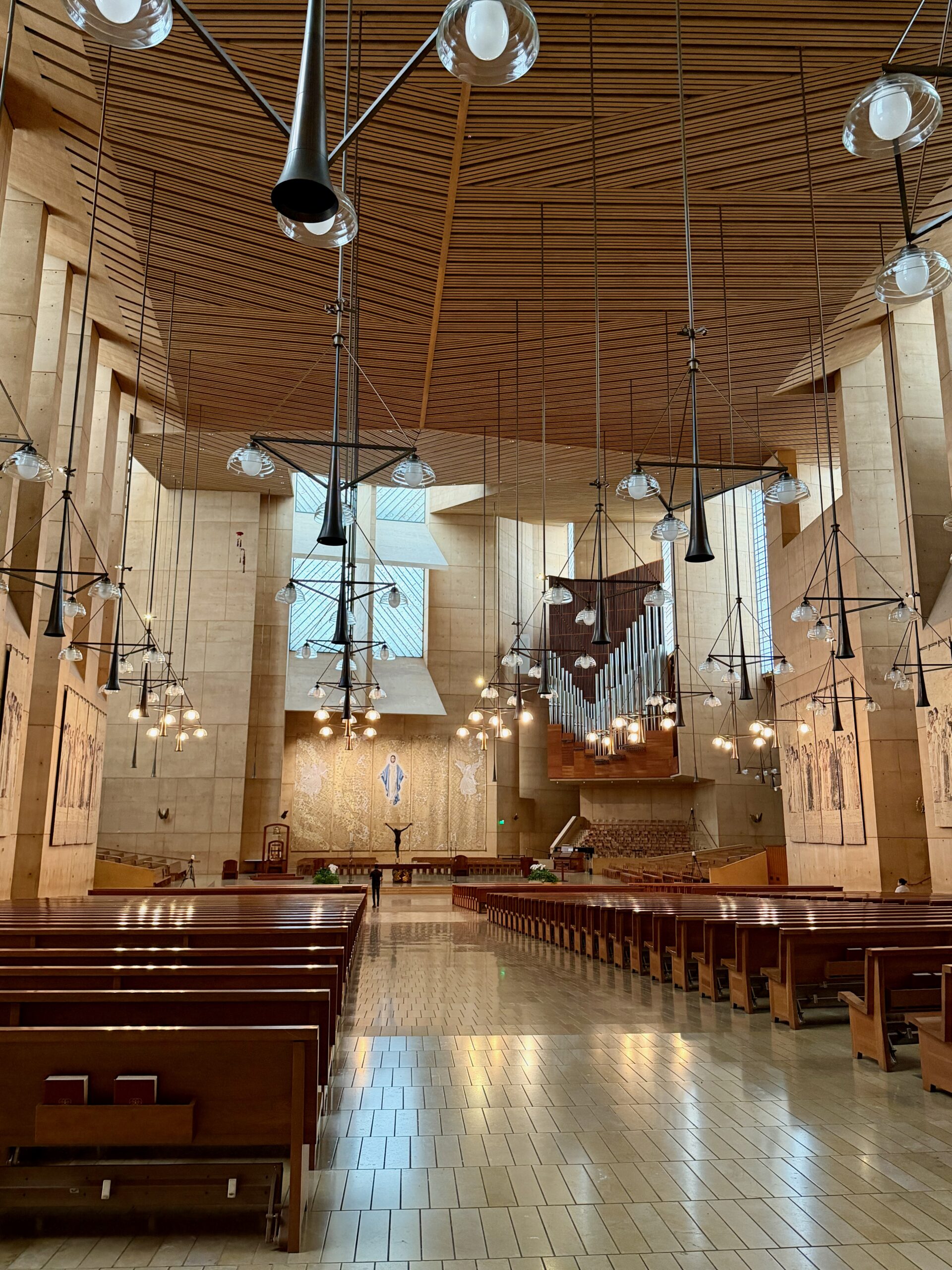 Nave looking towards the altar, Cathedral of Our Lady of the Angels. Photo by JFPenn