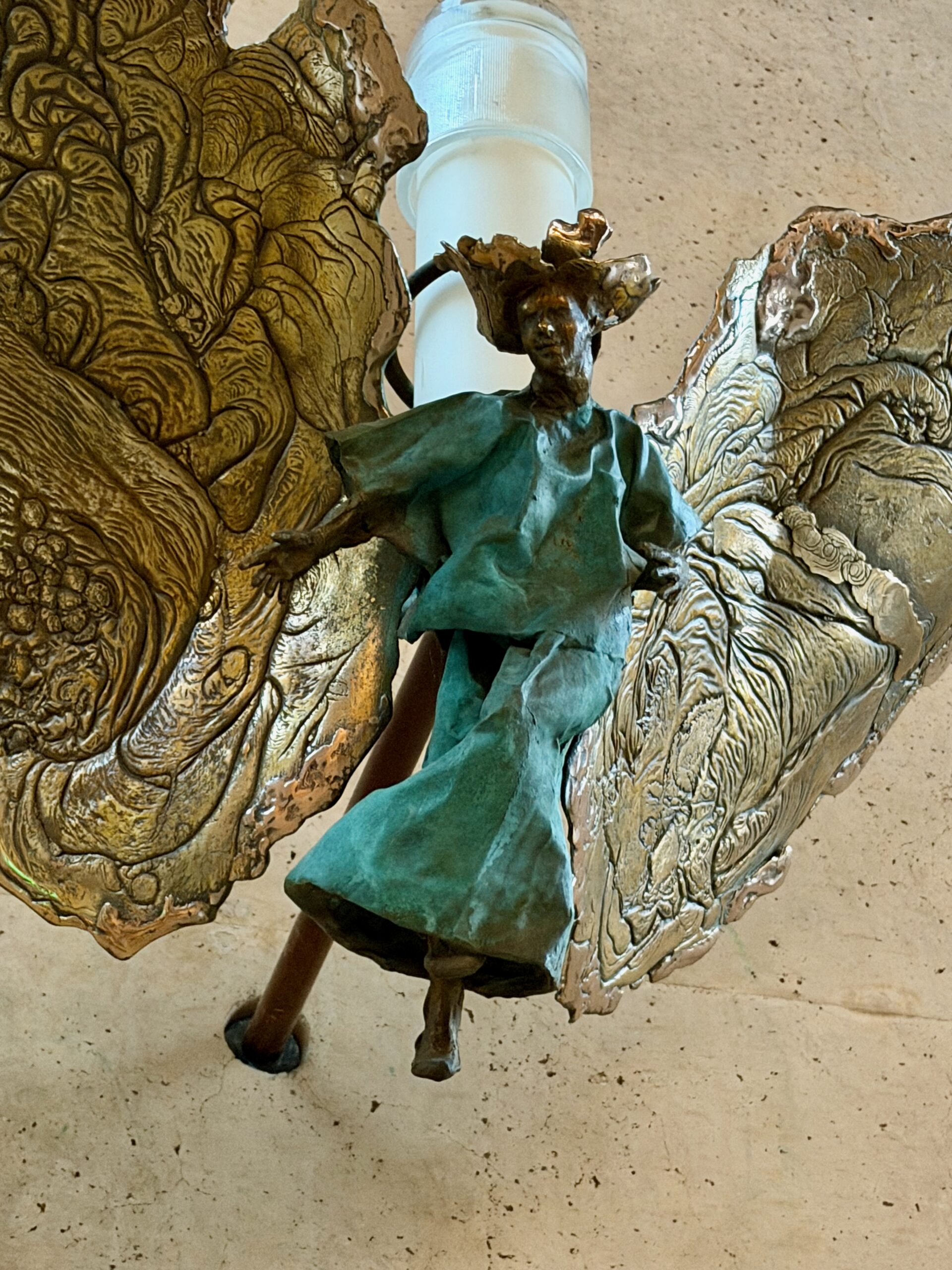Angel dedication candle holder by Max DeMoss, Cathedral of Our Lady of the Angels. Photo by JFPenn
